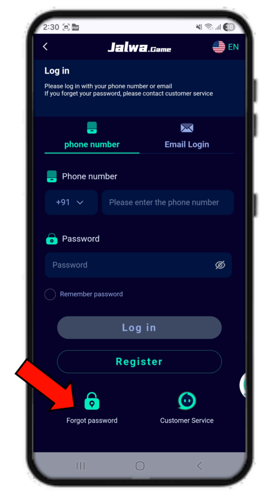 Jalwa Game Forgot Password